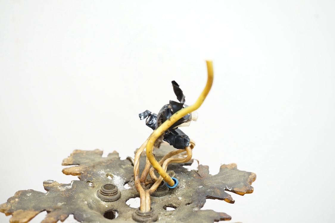 A gilt metal ‘basket of flowers’ electrolier and a similar smaller example. Condition - not tested